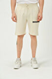 Erkek Fermuar Detaylı Şort Ekru