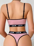 Kadın Pembe Love Yazılı Sütyen Kilot Takımı