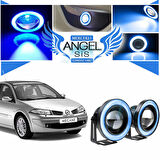 Renault Megane 2 Uyumlu, Universal Mercekli Led Angel Sis Farı, 76mm Buz Mavi Renk