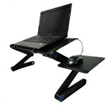 Monozone  Ayarlı Laptop Macbook Notebook Güncel Yükseltici Tutucu Siyah Mouse Padli Çift Fanlı Laptop Sehpası Fonksiyonel Portatif Katlanabilir Ofis Ev Ergonomik Taşınabilir 
