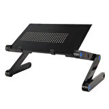 Monozone  Ayarlı Laptop Macbook Notebook Güncel Yükseltici Tutucu Siyah Mouse Padli Çift Fanlı Laptop Sehpası Fonksiyonel Portatif Katlanabilir Ofis Ev Ergonomik Taşınabilir 
