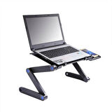 Monozone  Ayarlı Laptop Macbook Notebook Güncel Yükseltici Tutucu Siyah Mouse Padli Çift Fanlı Laptop Sehpası Fonksiyonel Portatif Katlanabilir Ofis Ev Ergonomik Taşınabilir 
