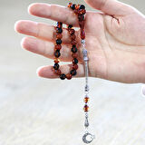 Kararmaz Metal Ayyıldız Püsküllü Küre Kesim Sarı-Siyah Ateş Kehribar Tesbih