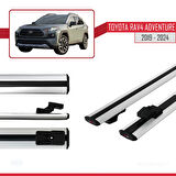 Toyota RAV4 Adventure 2019-2024 Arası ile Uyumlu BASIC Model Ara Atkı Tavan Barı Gri 2 Adet