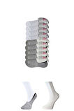 biçomi Gri ve Beyaz Kadın Babet Çorap 9 çift