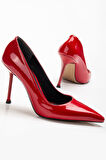 Dorethy Kadın Topuklu Ayakkabı Kırmızı Rugan Stiletto 