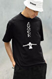 Asce Baskılı Unisex Oversize Anime Tişört