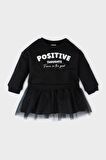 DeFacto Kız Bebek Baskılı Uzun Kollu Tütü Etekli Sweatshirt Elbise D7430A524WNBK81