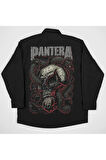 Pantera Müzik Grubu Baskılı Unisex Rock Metal Cepli Gömlek