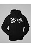 Broken Yazılı Unisex Oversize Hoodie