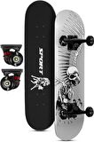 Kemik Teker Kaykay Semi-PRO 8 Katman Yüzey Zımparalı Kaymaz Skateboard 80 cm Kuru Kafa GRİ