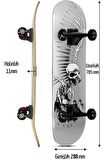 Kemik Teker Kaykay Semi-PRO 8 Katman Yüzey Zımparalı Kaymaz Skateboard 80 cm Kuru Kafa GRİ