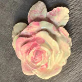 Uretti - Ayşe 7362 - El Yapımı Minik Dekoratif Pembe - Beyaz Gül Biblo - 6 x 6 cm