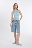 DeFacto Coool Fitted Halter Yaka Desenli Fitilli Kaşkorse Atlet D4245AX24HSBE773