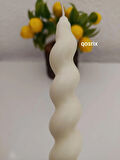 qosrix 5'li Açık Krem Italyan Burgulu Şamdan Soya Mumu Doğal Kokulu Uzun Çubuk Konik Burgu Spiral Mum Dekoratif