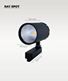 40W Döküm Kasa Siyah Ray Spot 6500K (Beyaz Işık) - Titreşim Yapmaz