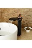 Banyo Çanak Lavabo Bataryası Siyah/rose Şelale Yeni Model