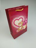 KARTON ÇANTA KALP AYICIK TEMALI 11CM X 17CM - 1 ADET