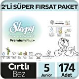 Sleepy Bio Natural Premium Plus 2'li Süper Fırsat Paketi Bebek Bezi 5 Numara Junior 174 Adet
