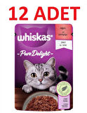 Whiskas Pouch Pure Delight Jöle İçinde Sığır Etli Yetişkin Kedi Konservesi 85 Gr x 12 Adet