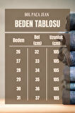 Kemerli Boru Paça Yüksek Bel Koyu Mavi Jean Pantolon
