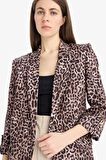 Relax Fit Leopar Desenli Blazer Ceket
