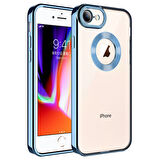 iPhone SE 2020 Kılıf Kenarları Lazer Renkli ve Logo Detaylı Şık Esnek Premium Silikon Kapak RYC/Omega