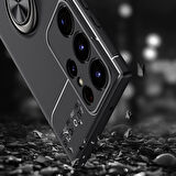 Samsung Galaxy A73 Kılıf Yüzüğü Stant ve Araç Tutucu Olabilen Şık Esnek Premium Silikon Kapak RYC/Ravel