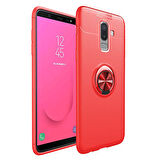 Samsung Galaxy J8 Ultra Koruma Sağlayan Stant Özellikli Yüzüklü Ravel Silikon Kılıf