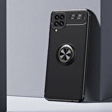 Samsung Galaxy M12 Ultra Koruma Sağlayan Stant Özellikli Yüzüklü Ravel Silikon Kılıf