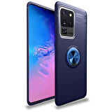 Samsung Galaxy S20 Ultra Kılıf Yüzüğü Stant ve Araç Tutucu Olabilen Şık Esnek Premium Silikon Kapak RYC/Ravel