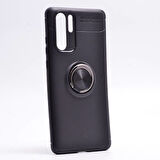 Huawei P30 Pro Ultra Koruma Sağlayan Stant Özellikli Yüzüklü Ravel Silikon Kılıf