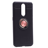 Oppo RX17 Pro Kılıf Yüzüğü Stant ve Araç Tutucu Olabilen Şık Esnek Premium Silikon Kapak RYC/Ravel