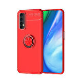 Realme 7 Kılıf Yüzüğü Stant ve Araç Tutucu Olabilen Şık Esnek Premium Silikon Kapak RYC/Ravel