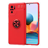 Redmi Note 10S Kılıf Yüzüğü Stant ve Araç Tutucu Olabilen Şık Esnek Premium Silikon Kapak RYC/Ravel