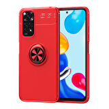 Redmi Note 11 Global Kılıf Yüzüğü Stant ve Araç Tutucu Olabilen Şık Esnek Premium Silikon Kapak RYC/Ravel
