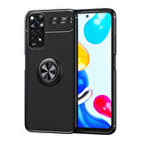 Redmi Note 11 Global Kılıf Yüzüğü Stant ve Araç Tutucu Olabilen Şık Esnek Premium Silikon Kapak RYC/Ravel