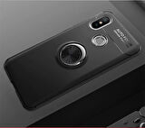Redmi Note 7 Ultra Koruma Sağlayan Stant Özellikli Yüzüklü Ravel Silikon Kılıf