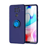 Redmi Note 9 Kılıf Yüzüğü Stant ve Araç Tutucu Olabilen Şık Esnek Premium Silikon Kapak RYC/Ravel