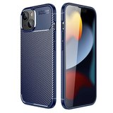 iPhone 14 Plus Kılıf Karbon Desenli Esnek Yüksek Kaliteli Meteryalden Üretilmiş Silikon Kapak RYC/Negro