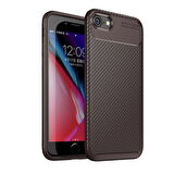 iPhone SE 2022 Kılıf Karbon Desenli Esnek Yüksek Kaliteli Meteryalden Üretilmiş Silikon Kapak RYC/Negro