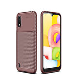 Samsung Galaxy A01 Kılıf Karbon Desenli Şık Negro Premium Silikon Kapak