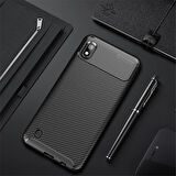 Samsung Galaxy A10 Kılıf Karbon Desenli Esnek Yüksek Kaliteli Meteryalden Üretilmiş Silikon Kapak RYC/Negro
