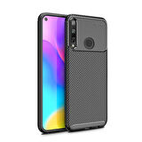 Huawei P40 Lite E Kılıf Karbon Desenli Esnek Yüksek Kaliteli Meteryalden Üretilmiş Silikon Kapak RYC/Negro