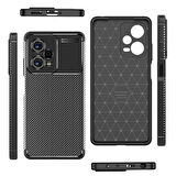 Realme C25 Kılıf Karbon Desenli Esnek Yüksek Kaliteli Meteryalden Üretilmiş Silikon Kapak RYC/Negro