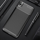 Redmi 7A Kılıf Karbon Desenli Esnek Yüksek Kaliteli Meteryalden Üretilmiş Silikon Kapak RYC/Negro