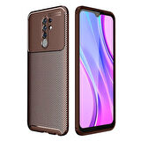 Redmi 9 Kılıf Karbon Desenli Şık Negro Premium Silikon Kapak