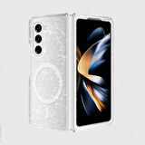 Samsung Galaxy Z Fold 6 Kılıf Magsafe Destekli ve Renkli Simli Sert Şeffaf TPU Silikon Kapak Royal Case/Allstar