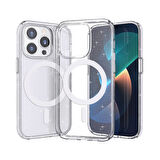 iPhone 14 Pro Max Kılıf Magsafe Destekli ve Renkli Simli Sert Şeffaf TPU Silikon Kapak Royal Case/Allstar