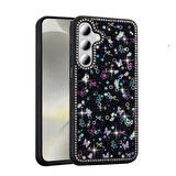 Samsung Galaxy S24 FE Kılıf Mini Desenli Taşlı ve Simli Sert Premium Siikon Kapak Royal Case/Azra